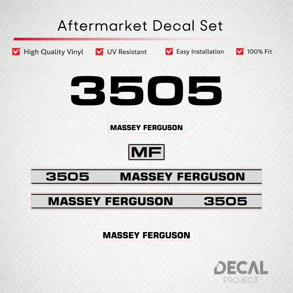 Aftermarket Decal Kit Compatible with Massey Ferguson 3505 – 3500 Series Restoration Vinyl Set – Image 1