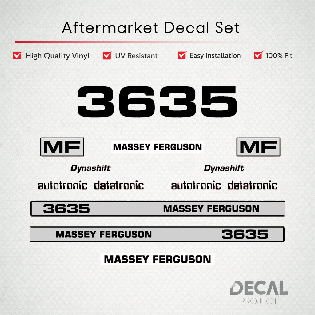 Aftermarket Decal Kit Compatible with Massey Ferguson 3635 – Dynashift Restoration Vinyl Set – Image 1