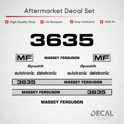 Aftermarket Decal Kit Compatible with Massey Ferguson 3635 – Dynashift Restoration Vinyl Set – Image 1