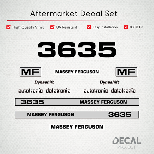 Aftermarket Decal Kit Compatible with Massey Ferguson 3635 – Dynashift Restoration Vinyl Set – Image 1