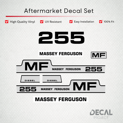 Aftermarket Decal Kit Compatible with Massey Ferguson 255 – Diesel Model Restoration Vinyl Set – Image 1