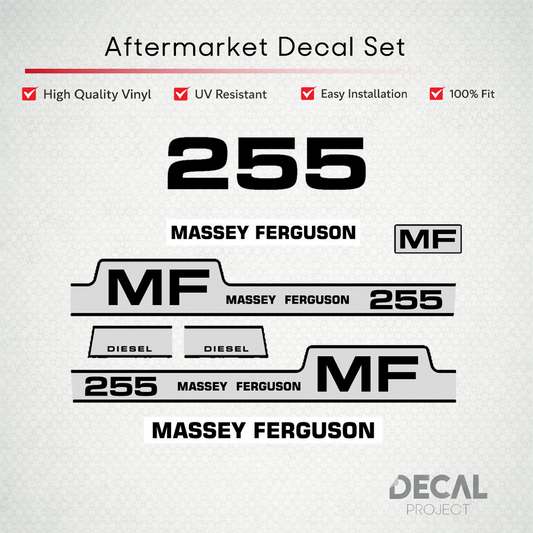 Aftermarket Decal Kit Compatible with Massey Ferguson 255 – Diesel Model Restoration Vinyl Set – Image 1