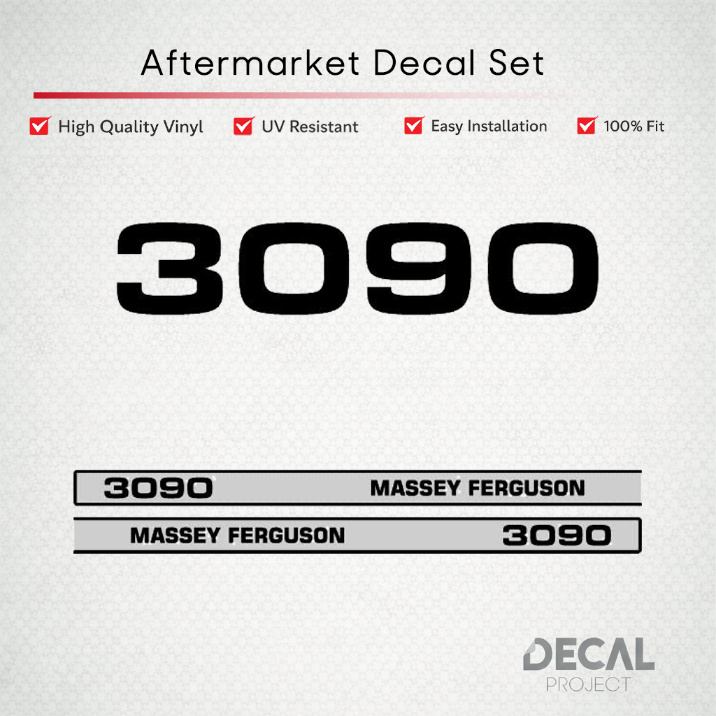 Aftermarket Decal Kit Compatible with Massey Ferguson 3090 – Six-Cylinder Hood Graphics Set – Image 1