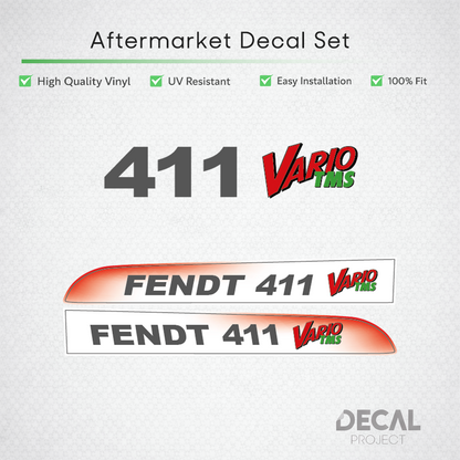 Fendt 411 Vario TMS Decal Kit - 400 Series Hood Graphics Premium Set