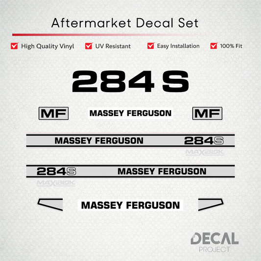 Aftermarket Decal Kit Compatible with Massey Ferguson 284 S – Maxiblok Restoration Vinyl Set – Image 1