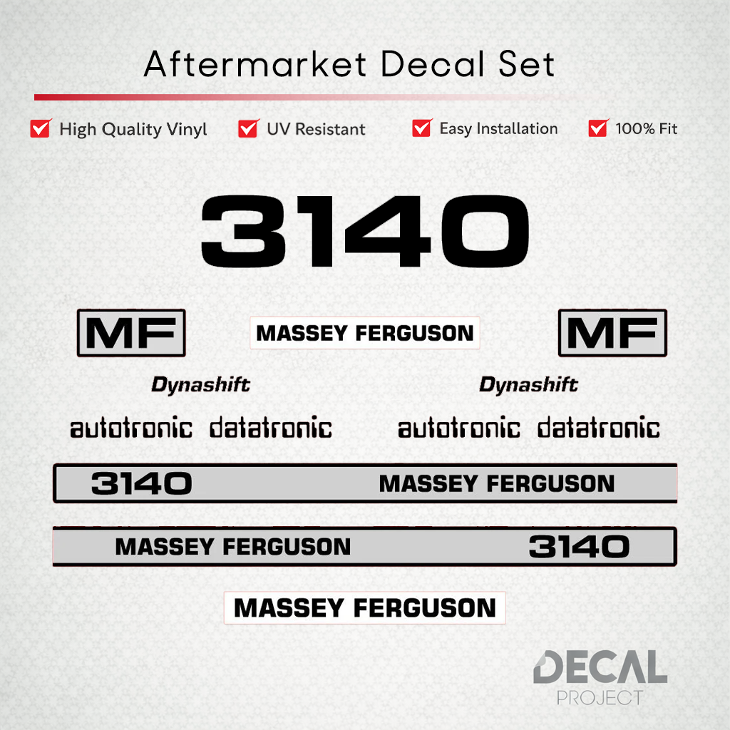 Aftermarket Decal Kit Compatible with Massey Ferguson 3140 – Dynashift Restoration Vinyl Set – Image 1