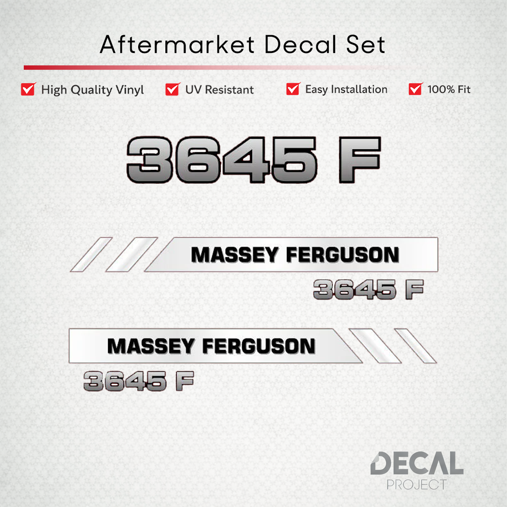 Aftermarket Decal Kit Compatible with Massey Ferguson 3645 F – Modern Series Hood Graphics Set – Image 1