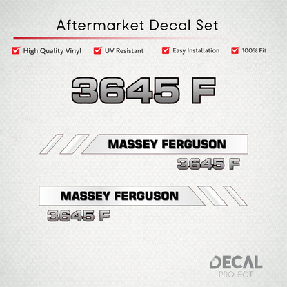 Aftermarket Decal Kit Compatible with Massey Ferguson 3645 F – Modern Series Hood Graphics Set – Image 1