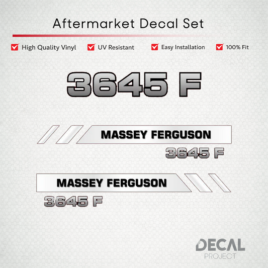 Aftermarket Decal Kit Compatible with Massey Ferguson 3645 F – Modern Series Hood Graphics Set – Image 1