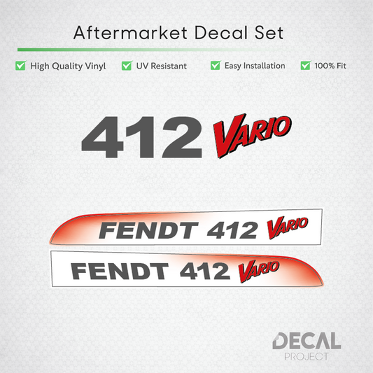 Fendt 412 Vario Decal Kit - Premium Hood Graphics Restoration Set - 400 Series