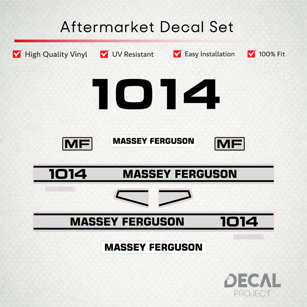 Aftermarket Decal Kit Compatible with Massey Ferguson 1014 – Maxiblok Restoration Vinyl Set – Image 1