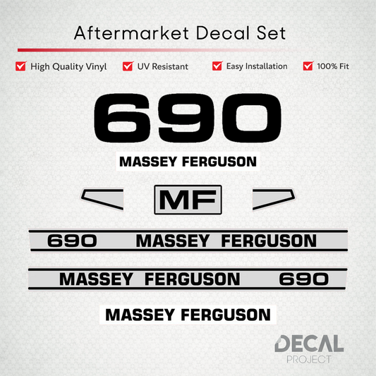 Aftermarket Decal Kit Compatible with Massey Ferguson 690 – 600 Series Restoration Vinyl Set – Image 1