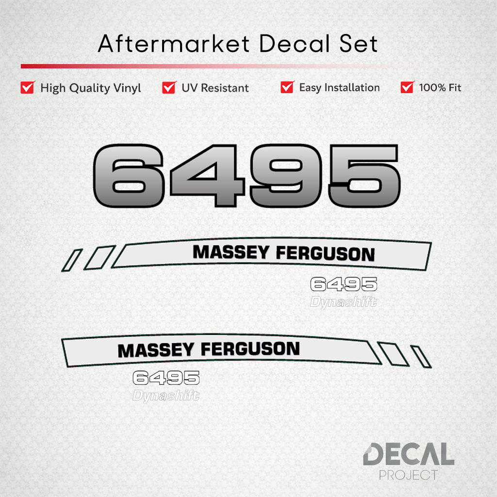 Aftermarket Decal Kit Compatible with Massey Ferguson 6495 – Side Hood Stripe and Graphics Set – Image 1