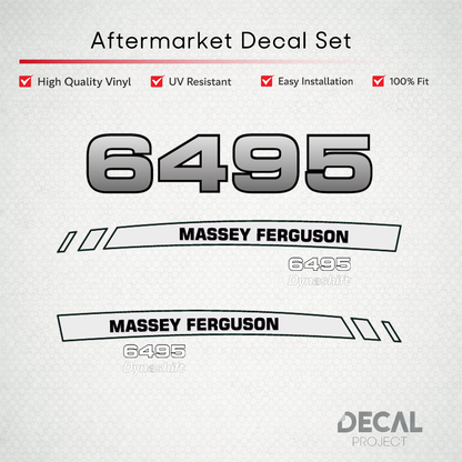 Aftermarket Decal Kit Compatible with Massey Ferguson 6495 – Side Hood Stripe and Graphics Set – Image 1
