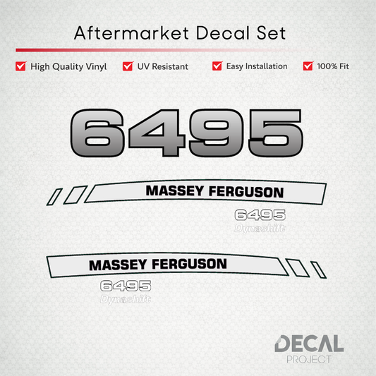Aftermarket Decal Kit Compatible with Massey Ferguson 6495 – Side Hood Stripe and Graphics Set – Image 1
