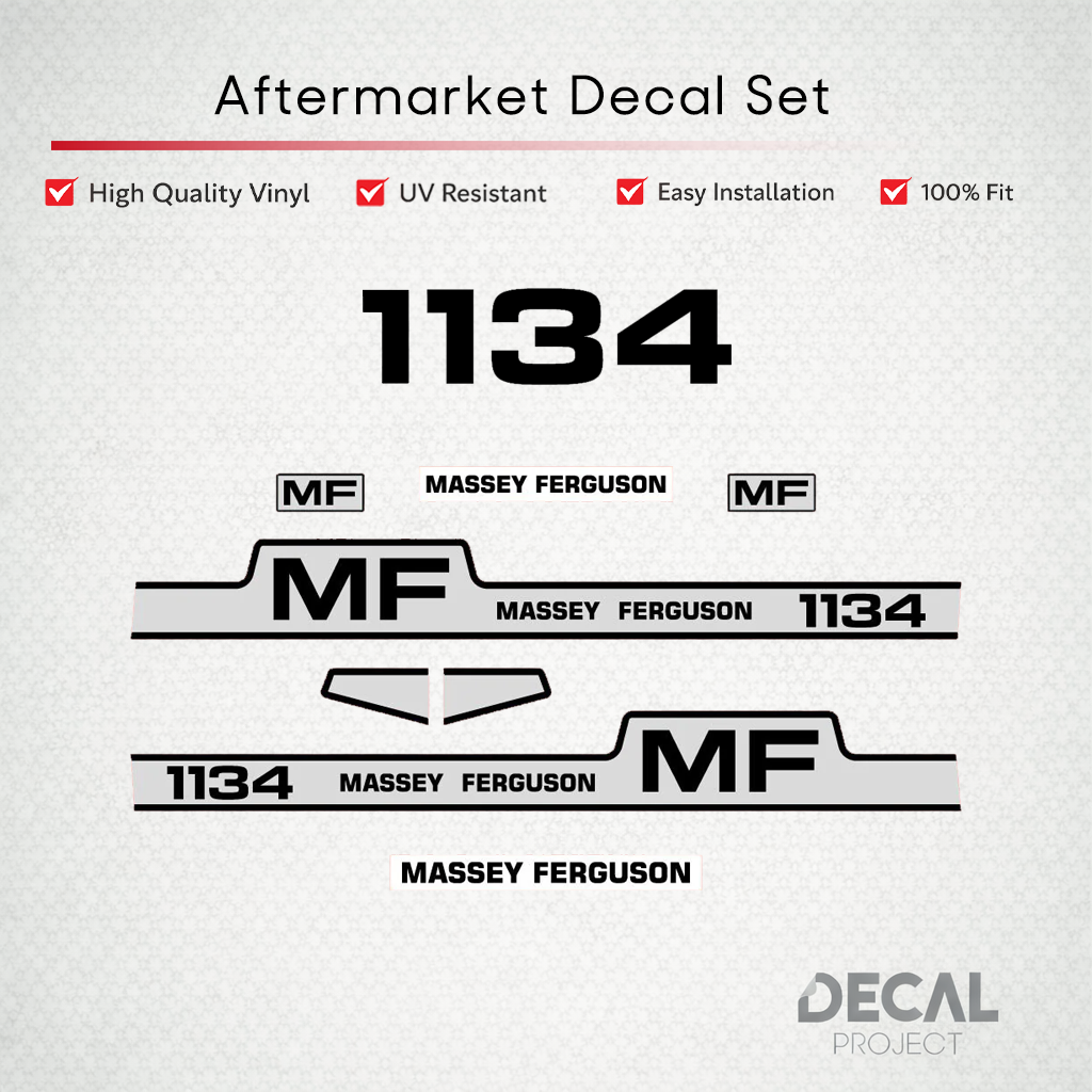 Aftermarket Decal Kit Compatible with Massey Ferguson 1134 – Premium Restoration Vinyl Set – Image 1