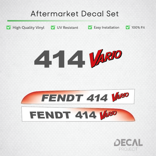 Fendt 414 Vario Decal Kit - Premium Hood Graphics Restoration Set - 400 Series