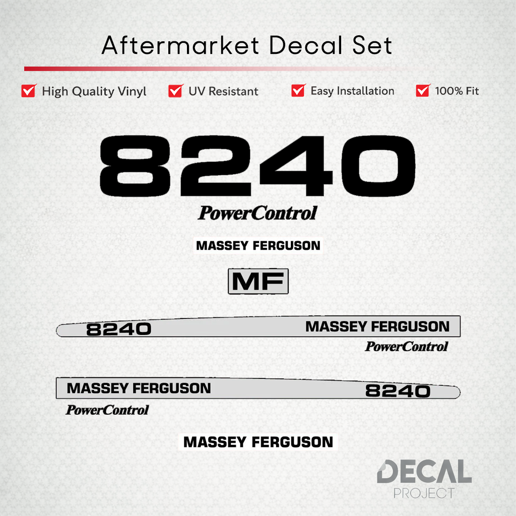 Aftermarket Decal Kit Compatible with Massey Ferguson 8240 – Premium Restoration Vinyl Set – Image 1