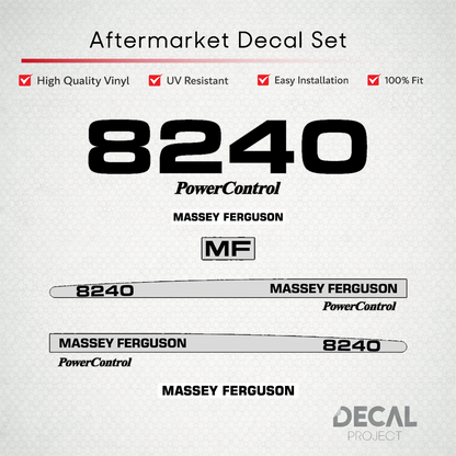 Aftermarket Decal Kit Compatible with Massey Ferguson 8240 – Premium Restoration Vinyl Set – Image 1