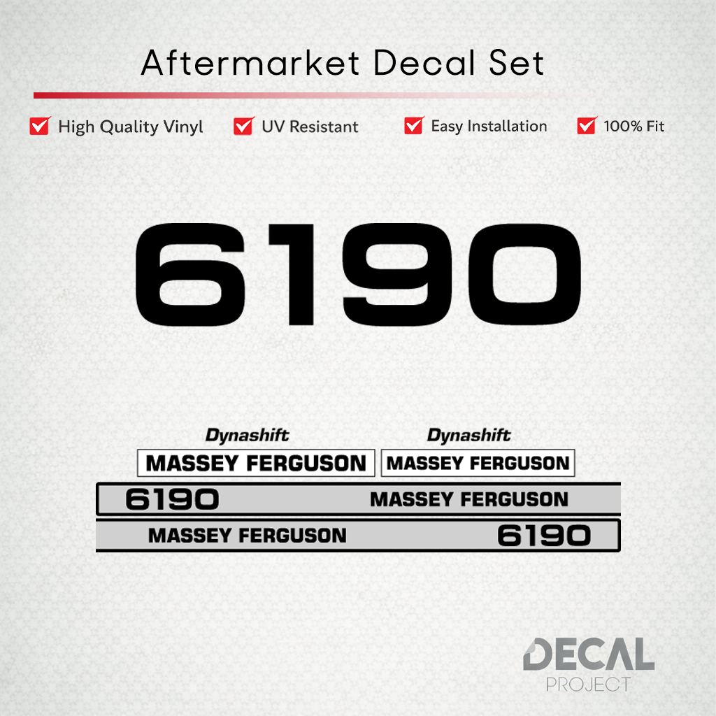 Aftermarket Decal Kit Compatible with Massey Ferguson 6190 – Dynashift Restoration Vinyl Set – Image 1