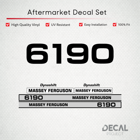Aftermarket Decal Kit Compatible with Massey Ferguson 6190 – Dynashift Restoration Vinyl Set – Image 1