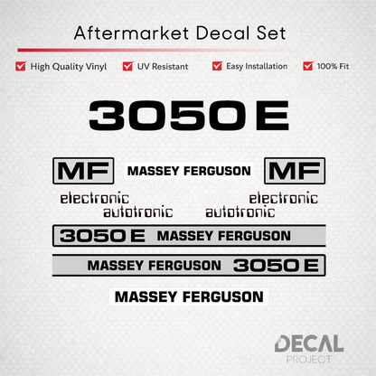 Aftermarket Decal Kit Compatible with Massey Ferguson 3050 E – Autotronic Restoration Vinyl Set – Image 1