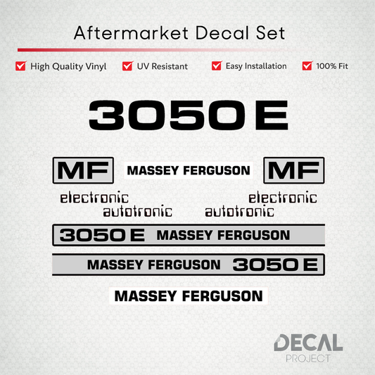 Aftermarket Decal Kit Compatible with Massey Ferguson 3050 E – Autotronic Restoration Vinyl Set – Image 1