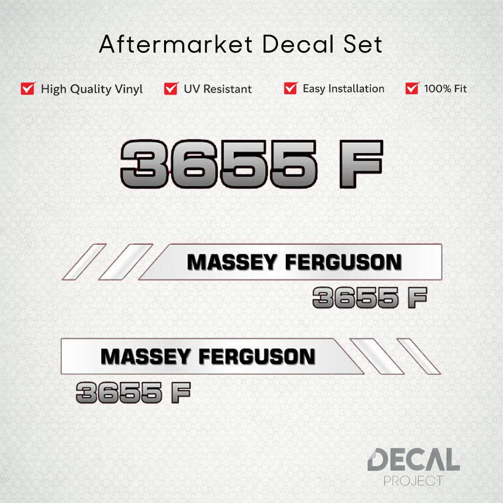Aftermarket Decal Kit Compatible with Massey Ferguson 3655 F – Modern Series Hood Graphics Set – Image 1