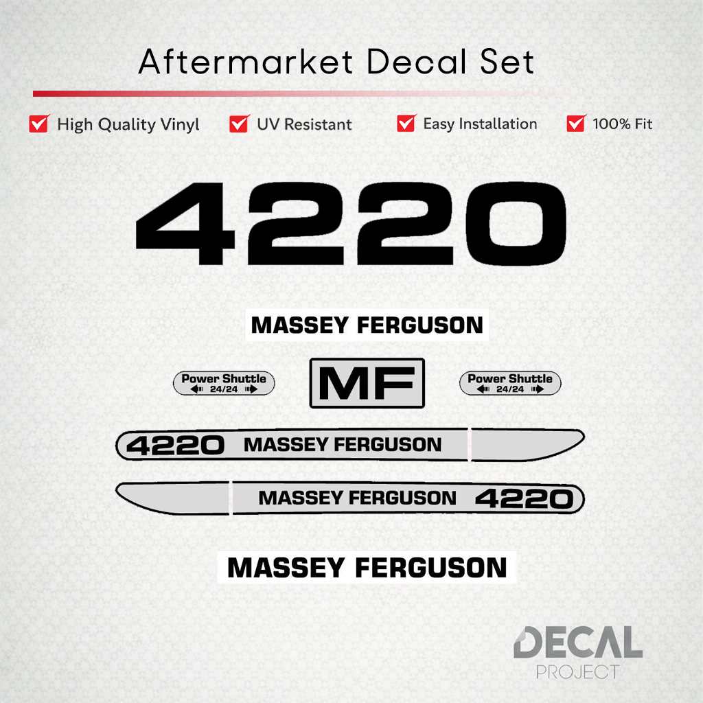 Aftermarket Decal Kit Compatible with Massey Ferguson 4220 – Power Shuttle Restoration Set – Image 1