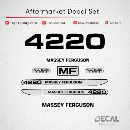 Aftermarket Decal Kit Compatible with Massey Ferguson 4220 – Power Shuttle Restoration Set – Image 1