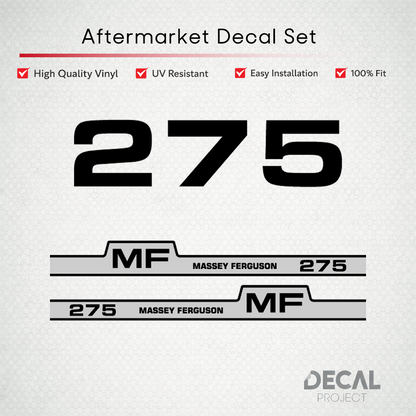 Aftermarket Decal Kit Compatible with Massey Ferguson 275 – Premium Hood Stripes and Logo Set – Image 1