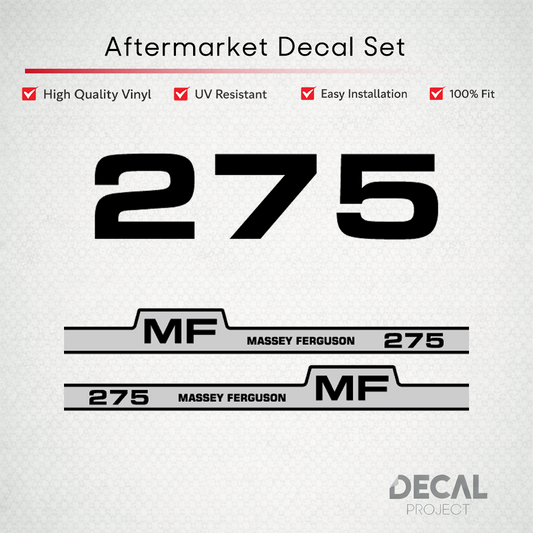 Aftermarket Decal Kit Compatible with Massey Ferguson 275 – Premium Hood Stripes and Logo Set – Image 1