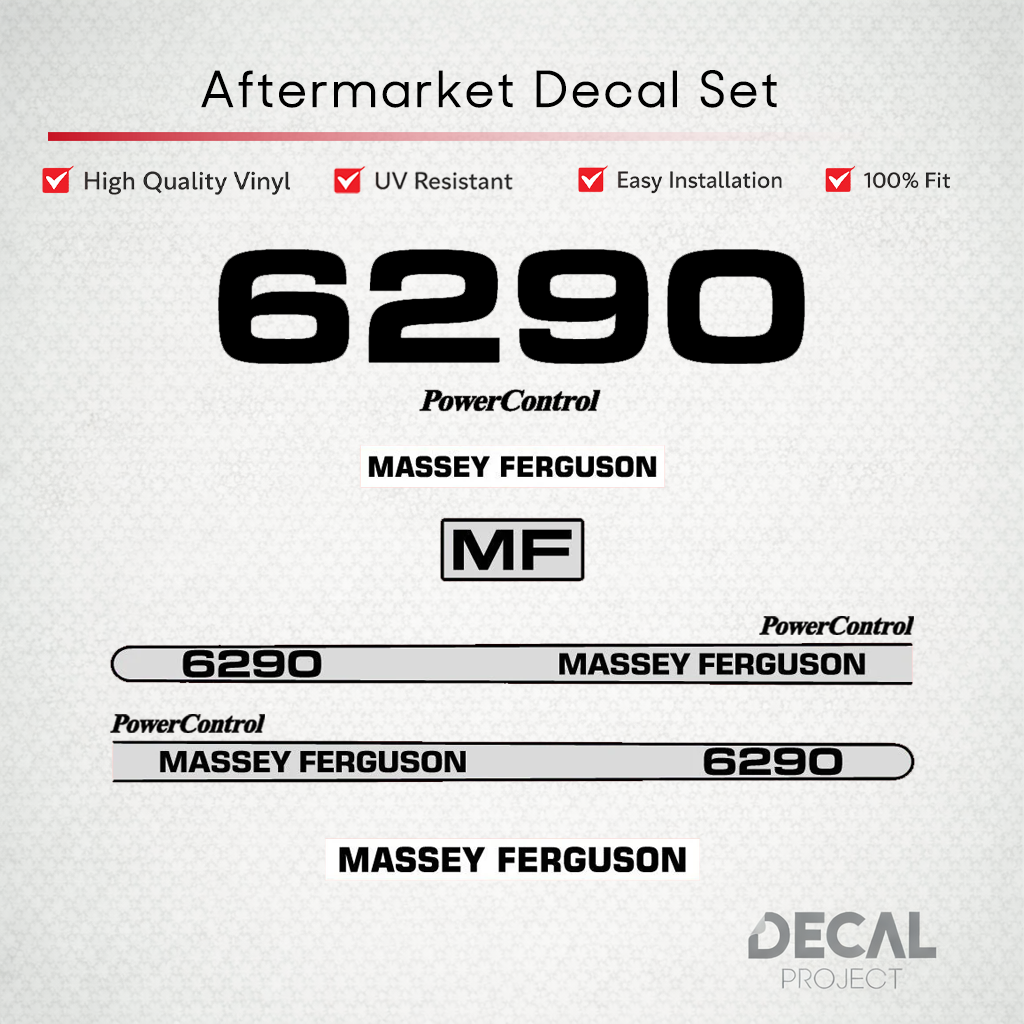 Aftermarket Decal Kit Compatible with Massey Ferguson 6290 – PowerControl Hood Graphics Set – Image 1