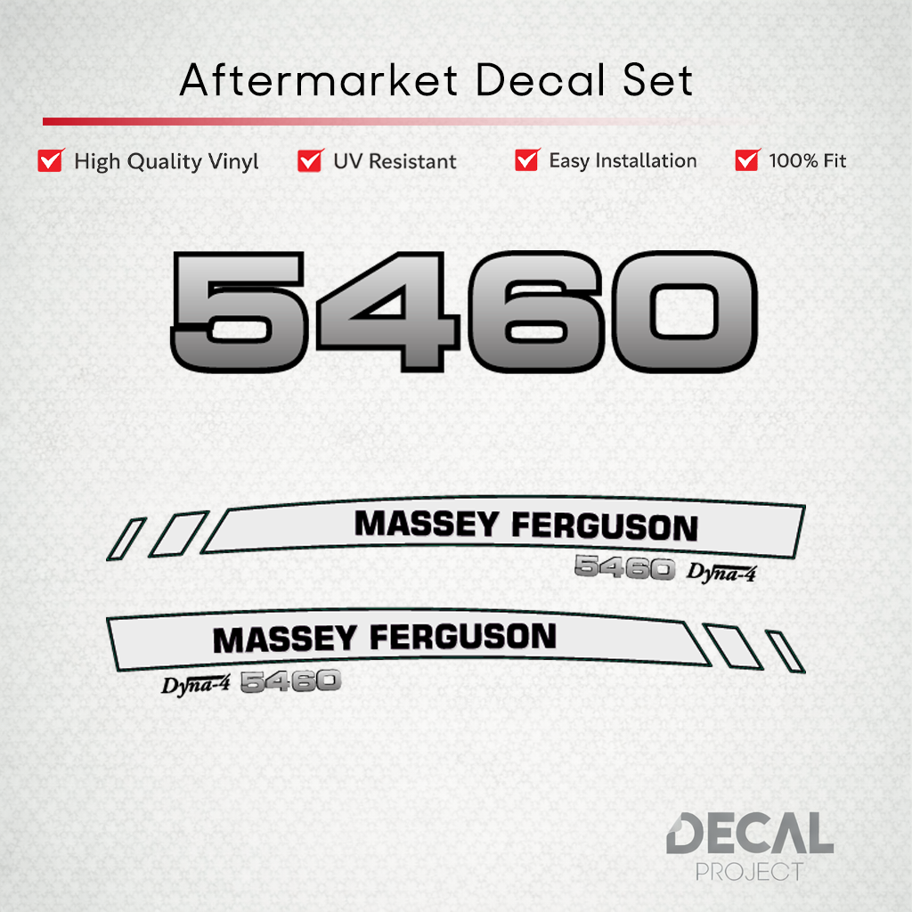 Aftermarket Decal Kit Compatible with Massey Ferguson 5460 – Premium Dyna-4 Hood Graphics Set – Image 1