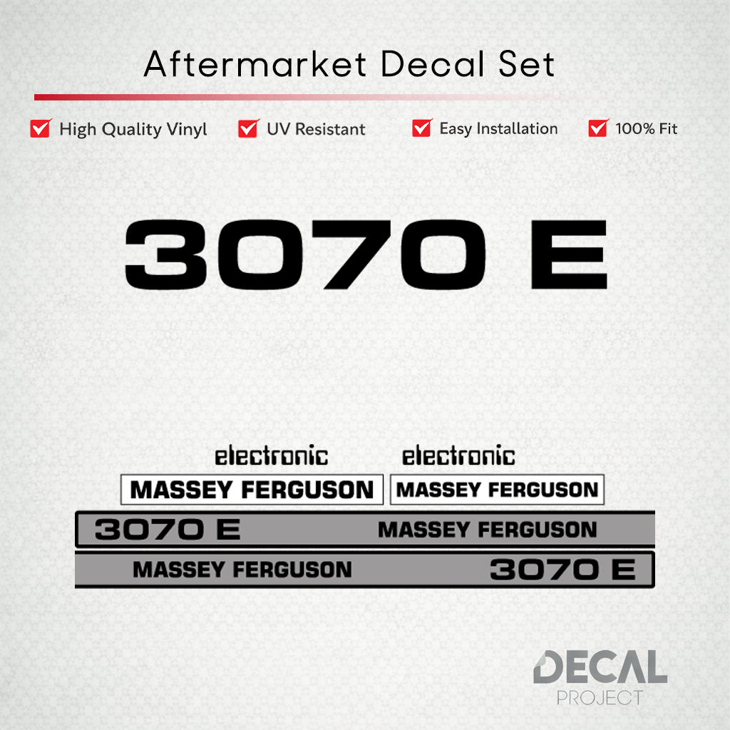 Aftermarket Decal Kit Compatible with Massey Ferguson 3070 E – Premium Restoration Vinyl Set – Image 1