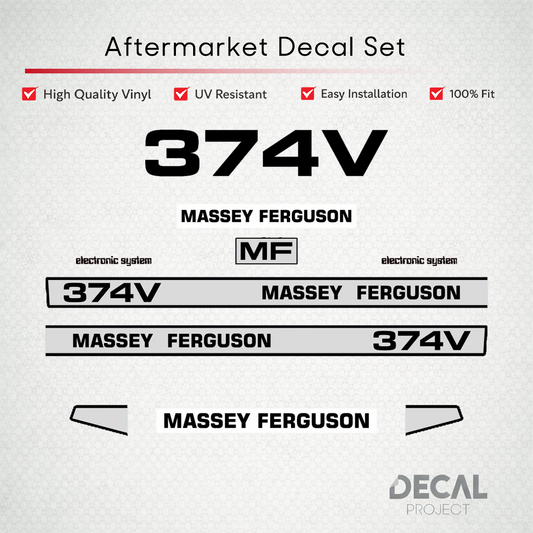 Aftermarket Decal Kit Compatible with Massey Ferguson 374 V – Vineyard and Orchard Tractor Graphics Set – Image 1