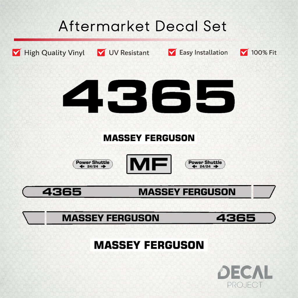 Aftermarket Decal Kit Compatible with Massey Ferguson 4365 – Premium Hood Stripe Graphics Set – Image 1
