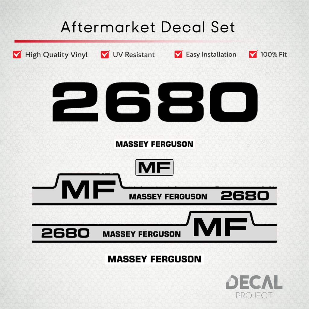 Aftermarket Decal Kit Compatible with Massey Ferguson 2680 – Stepped Stripe Restoration Set – Image 1