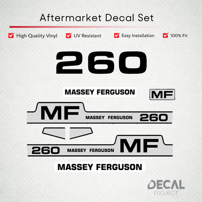 Aftermarket Decal Kit Compatible with Massey Ferguson 260 – Premium Hood Stripes and Logo Set – Image 1