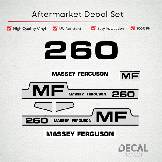 Aftermarket Decal Kit Compatible with Massey Ferguson 260 – Premium Hood Stripes and Logo Set – Image 1