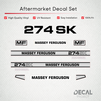 Aftermarket Decal Kit Compatible with Massey Ferguson 274 SK – Maxiblok Restoration Vinyl Set – Image 1