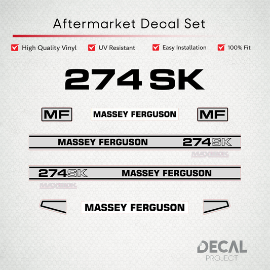 Aftermarket Decal Kit Compatible with Massey Ferguson 274 SK – Maxiblok Restoration Vinyl Set – Image 1