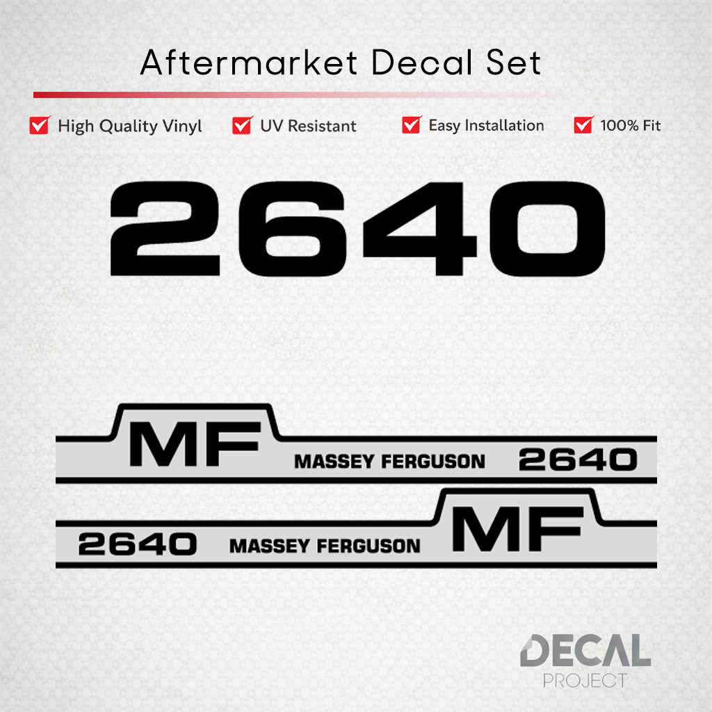 Aftermarket Decal Kit Compatible with Massey Ferguson 2640 – Stepped Stripe Restoration Set – Image 1
