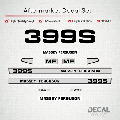Aftermarket Decal Kit Compatible with Massey Ferguson 399 S – Premium Restoration Vinyl Set – Image 1