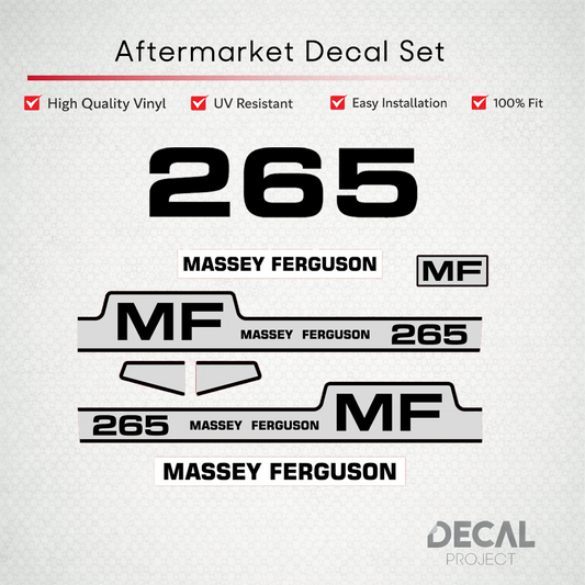 Aftermarket Decal Kit Compatible with Massey Ferguson 265 – Premium Hood Stripes and Logo Set – Image 1