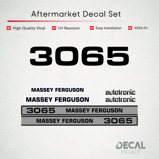 Aftermarket Decal Kit Compatible with Massey Ferguson 3065 – Autotronic Restoration Vinyl Set – Image 1