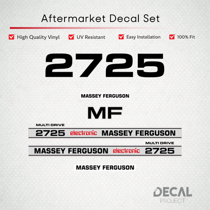 Aftermarket Decal Kit Compatible with Massey Ferguson 2725 – Electronic Multi Drive Restoration Set – Image 1