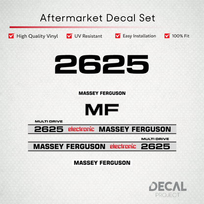 Aftermarket Decal Kit Compatible with Massey Ferguson 2625 – Electronic Multi Drive Restoration Set – Image 1
