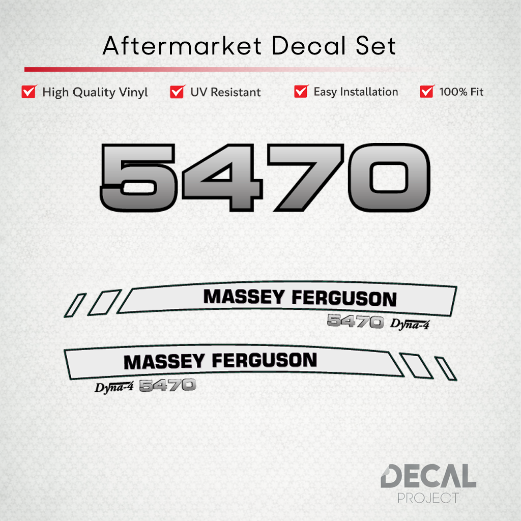 Aftermarket Decal Kit Compatible with Massey Ferguson 5470 – Premium Dyna-4 Hood Graphics Set – Image 1