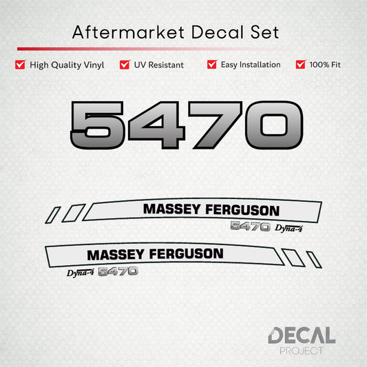 Aftermarket Decal Kit Compatible with Massey Ferguson 5470 – Premium Dyna-4 Hood Graphics Set – Image 1